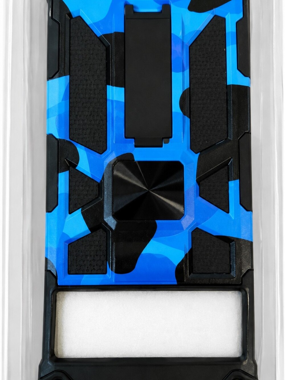 Blue Camouflage Rugged Armor Phone Case. Fits Samsung Galaxy S23 Ultra W/Stand